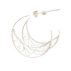 Sterling Silver Filigree Hoop Earrings